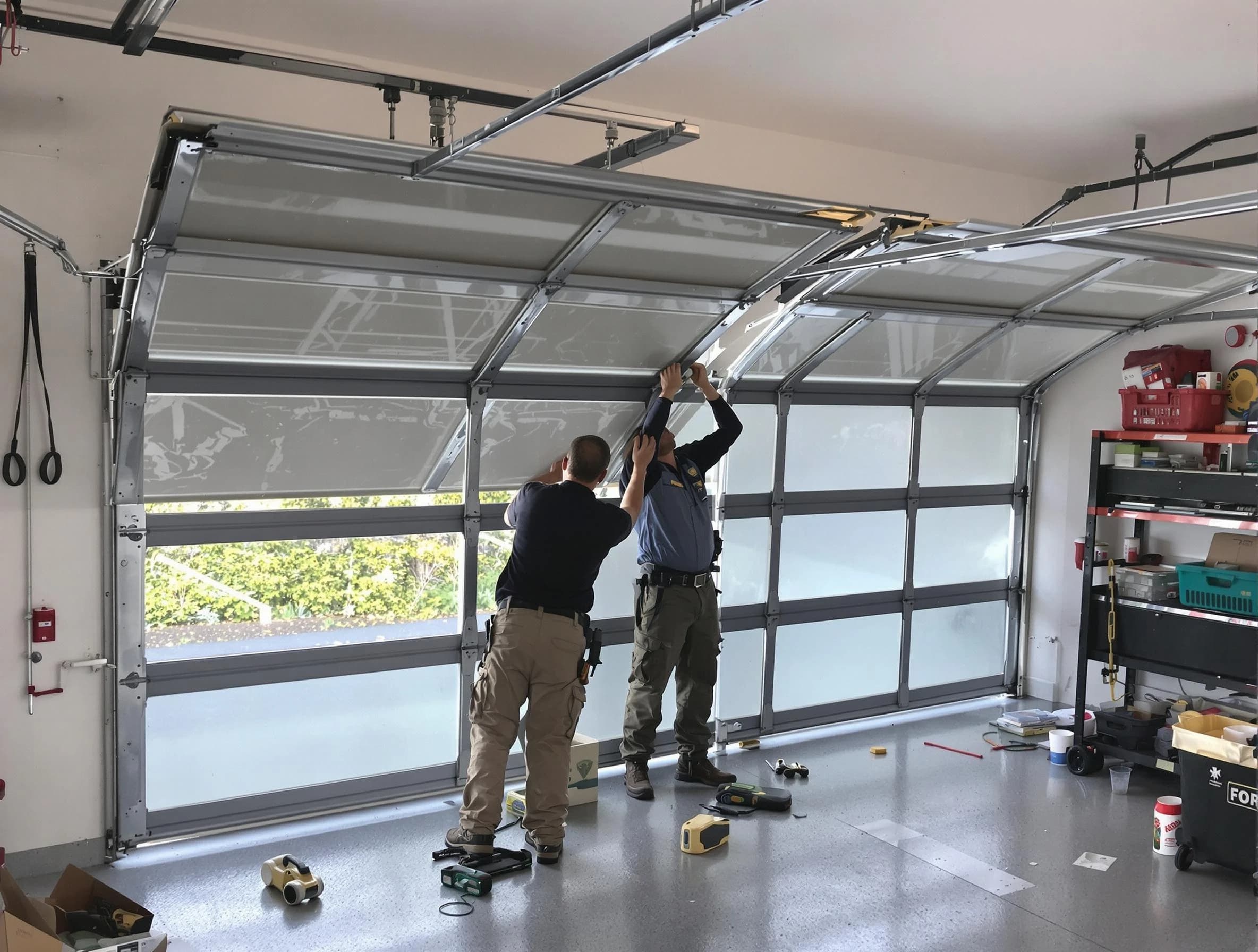 Meadow Lake Garage Door Repair expert performing precise panel replacement on Meadow Lake garage door