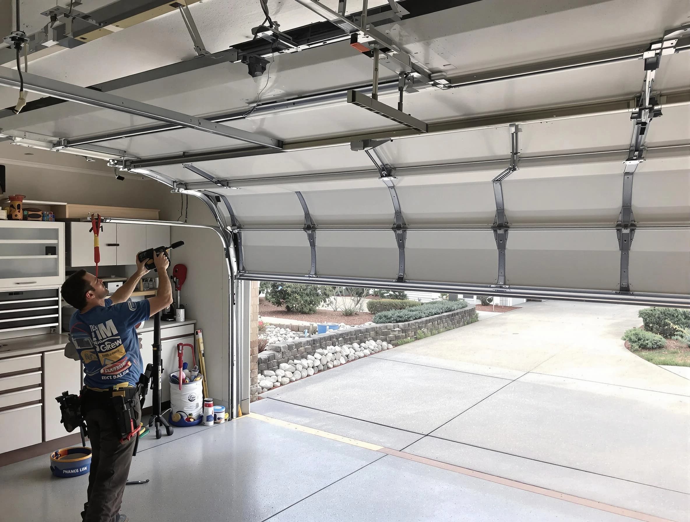 Garage door track repair service by Meadow Lake Garage Door Repair in Meadow Lake