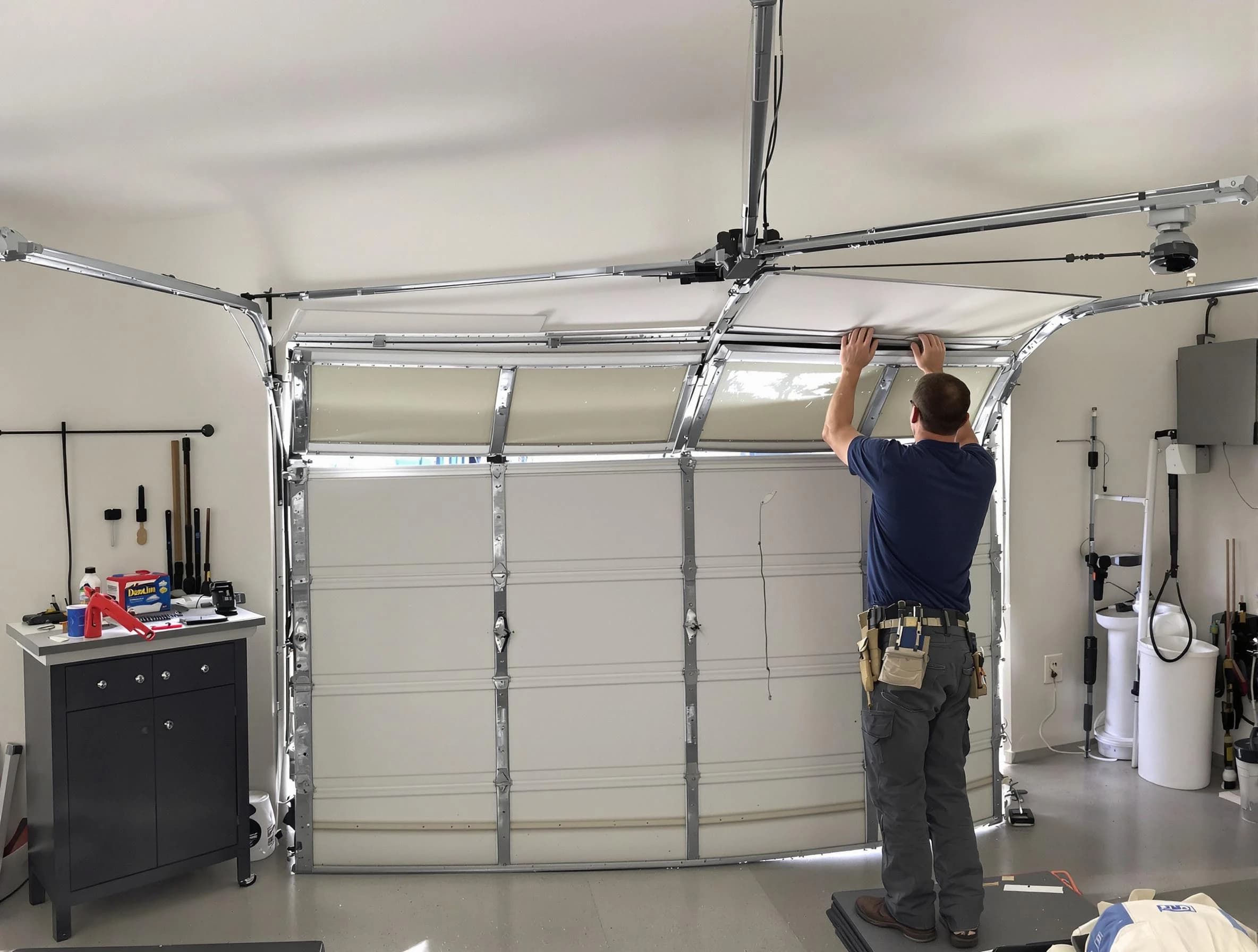 Meadow Lake Garage Door Repair specialist performing precise section replacement on Meadow Lake garage door