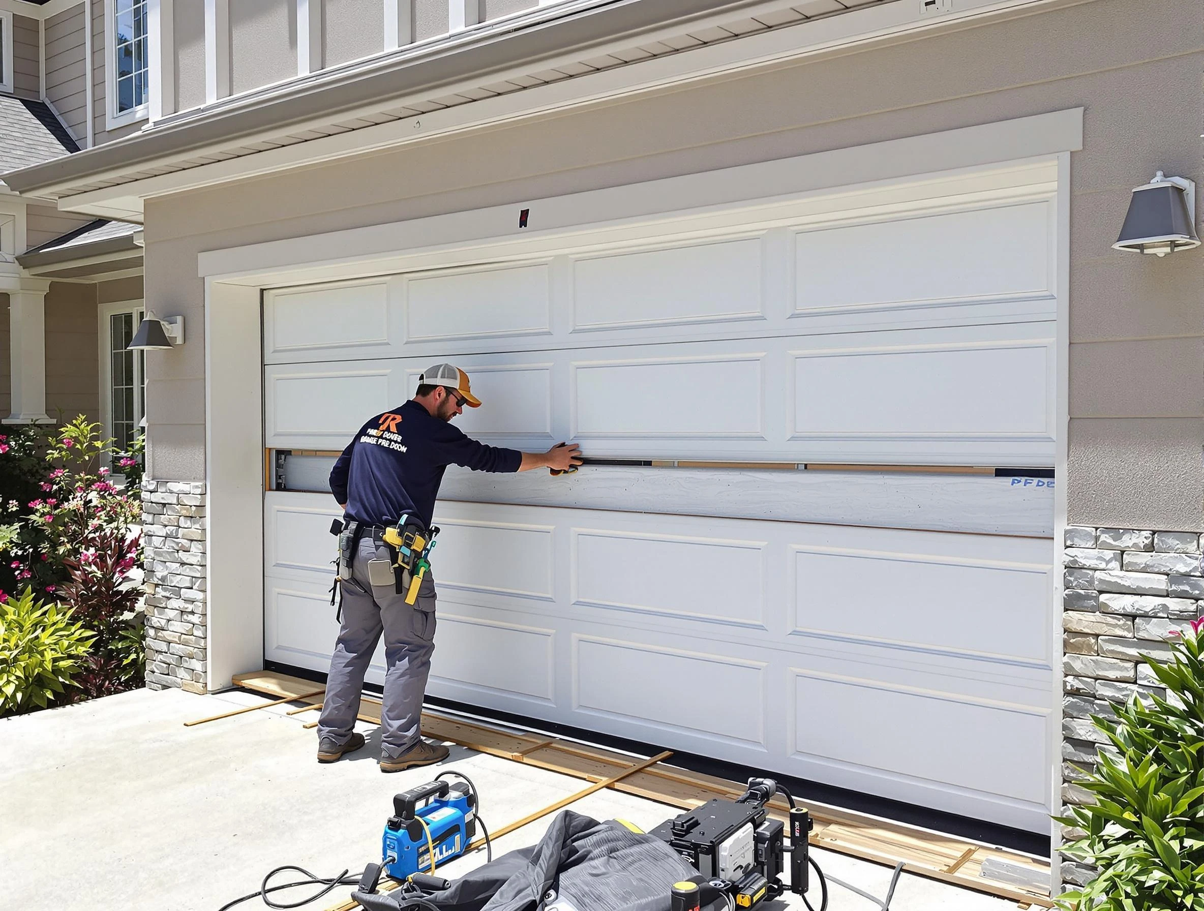 Meadow Lake Garage Door Repair team performing complete garage door replacement at Meadow Lake residence