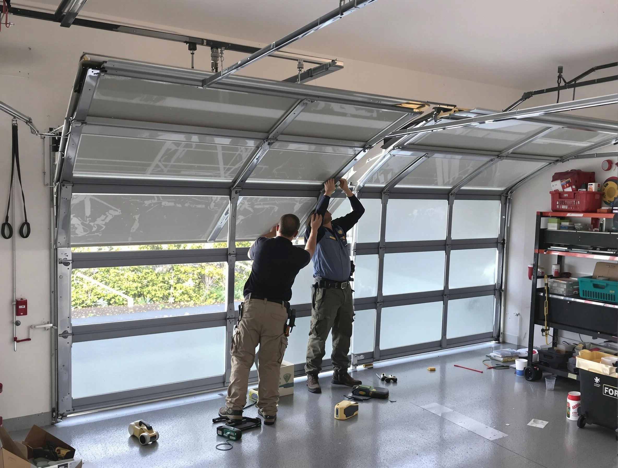 Meadow Lake Garage Door Repair expert performing precise panel replacement on Meadow Lake garage door