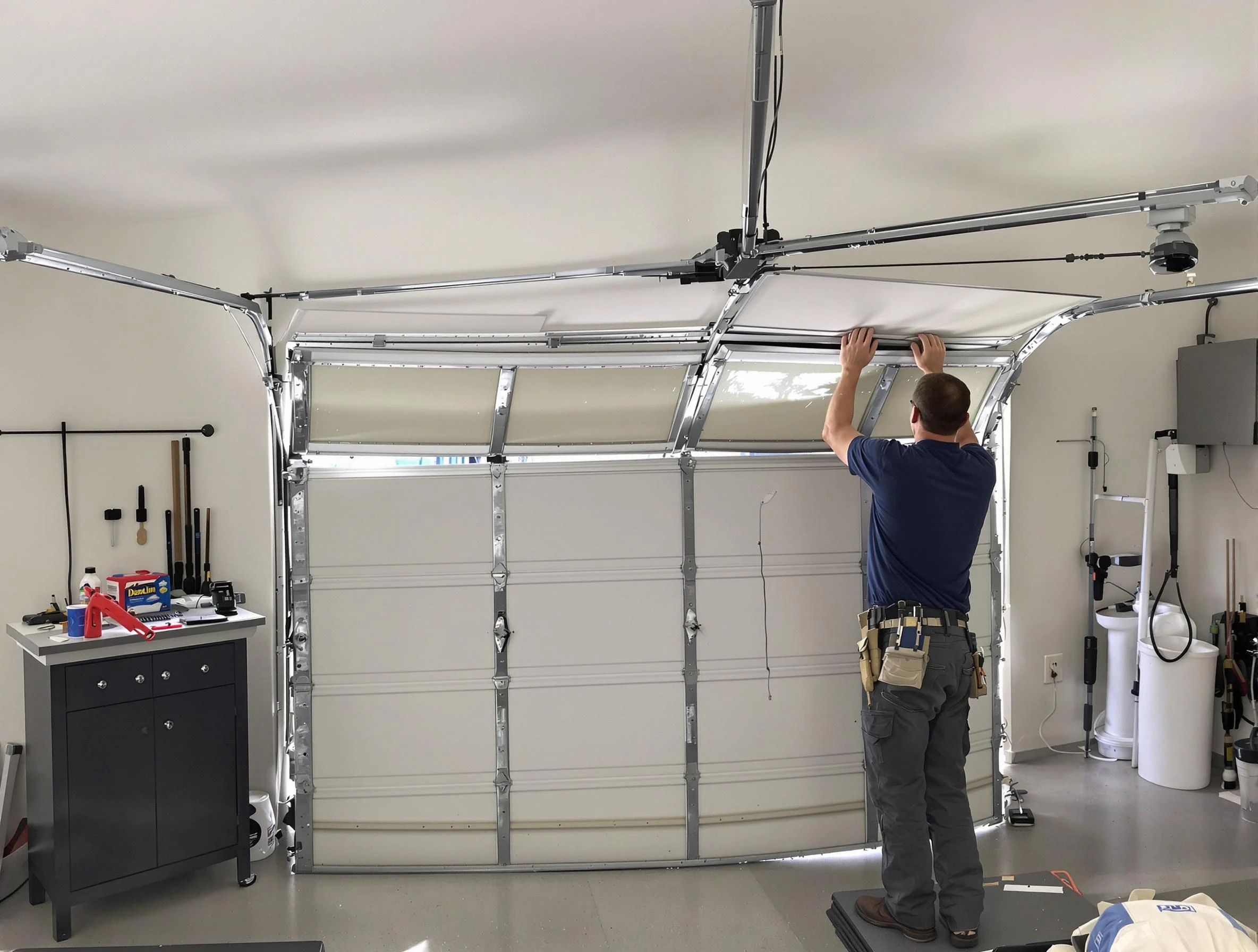 Meadow Lake Garage Door Repair specialist performing precise section replacement on Meadow Lake garage door