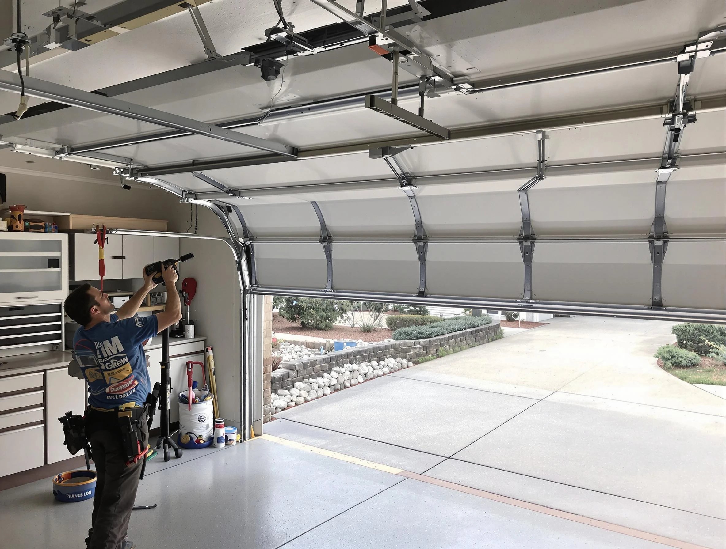 Garage door track repair service by Meadow Lake Garage Door Repair in Meadow Lake